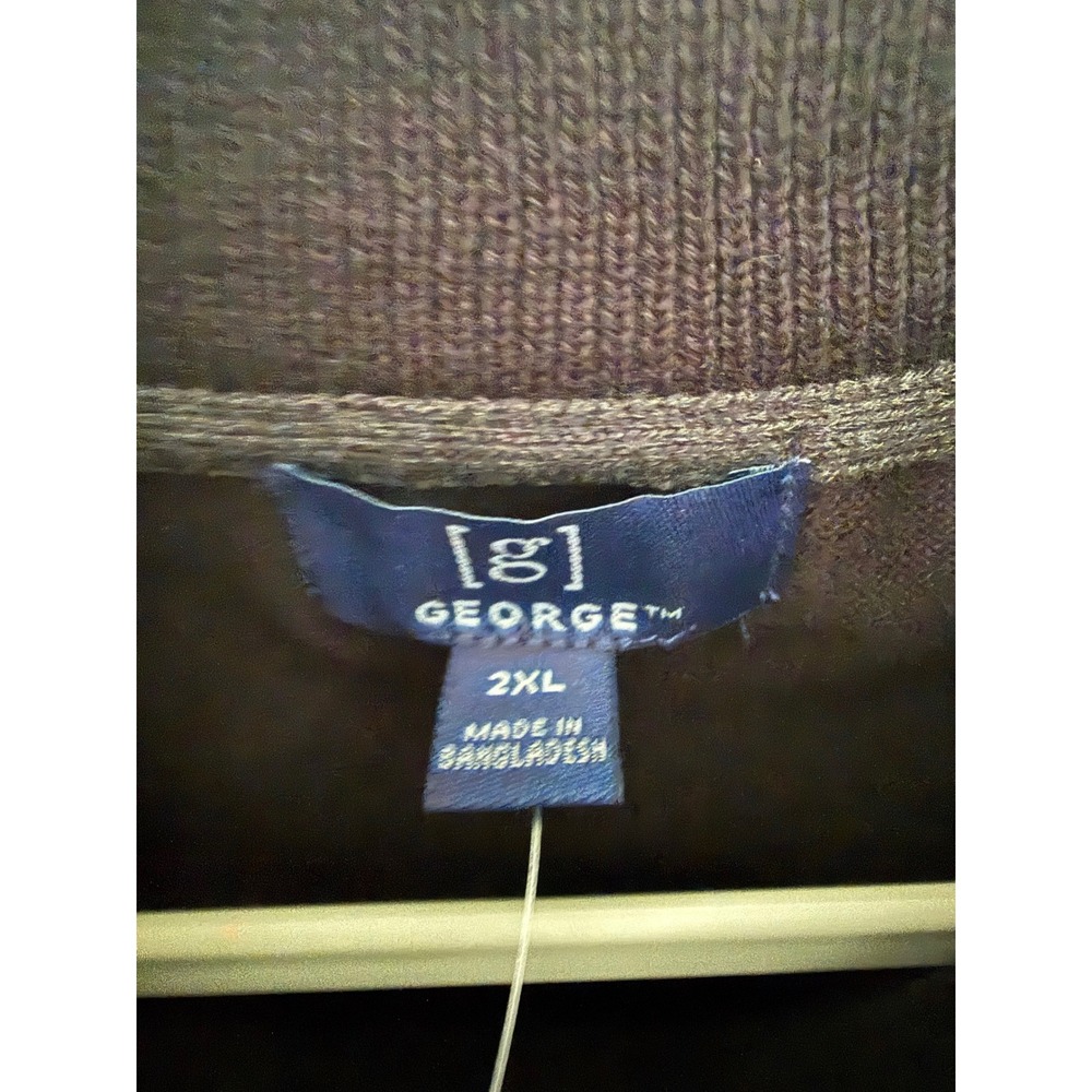 NWT GEORGE Men's black 2XL 1/4 Zip Pullover Long Sleeve Sweatshirt office party - Picture 3 of 8